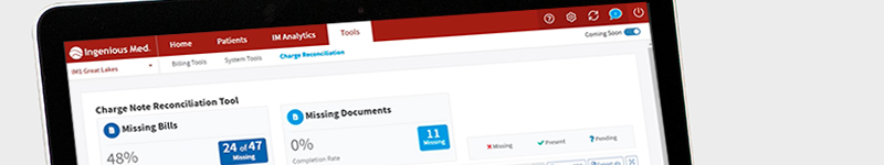 Ingenious Med Charge Note Reconciliation and Document Viewing screenshot