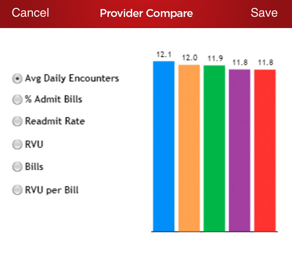 Screenshot of provider comparison