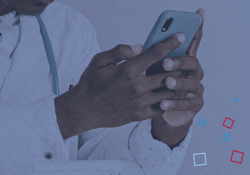 physician holding mobile phone