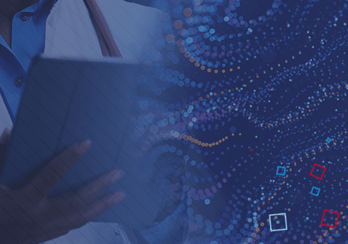 physician with ipad and abstract ai